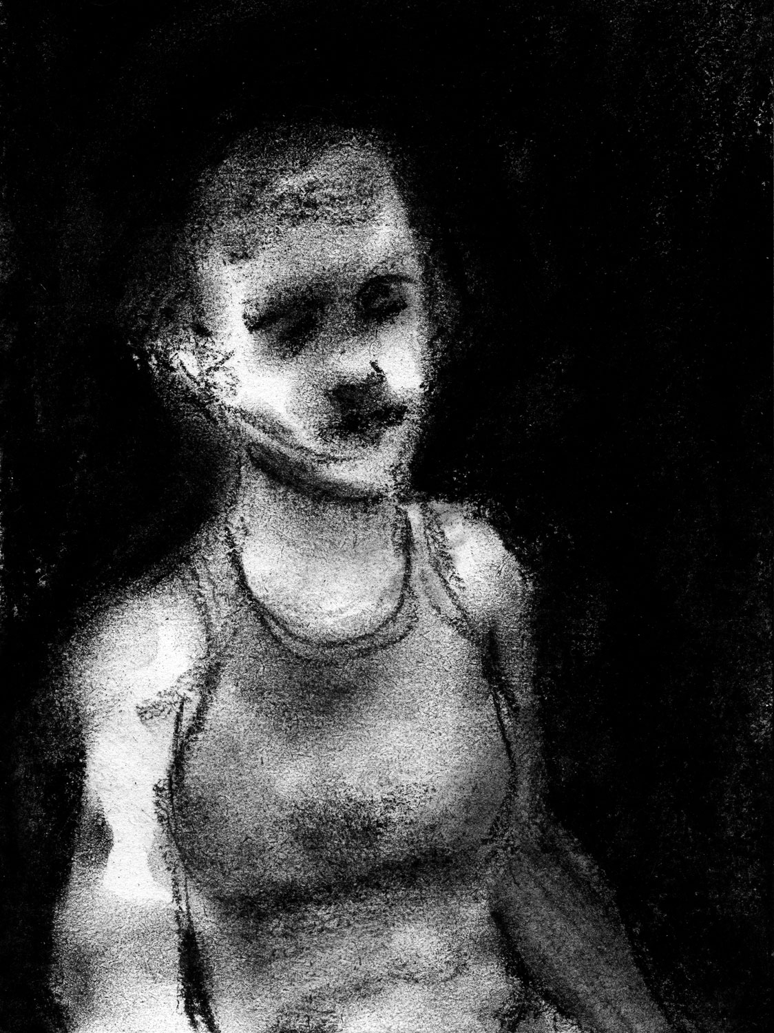 Illustration by Dorottya Faa :: Charcoal Selfportrait (0)