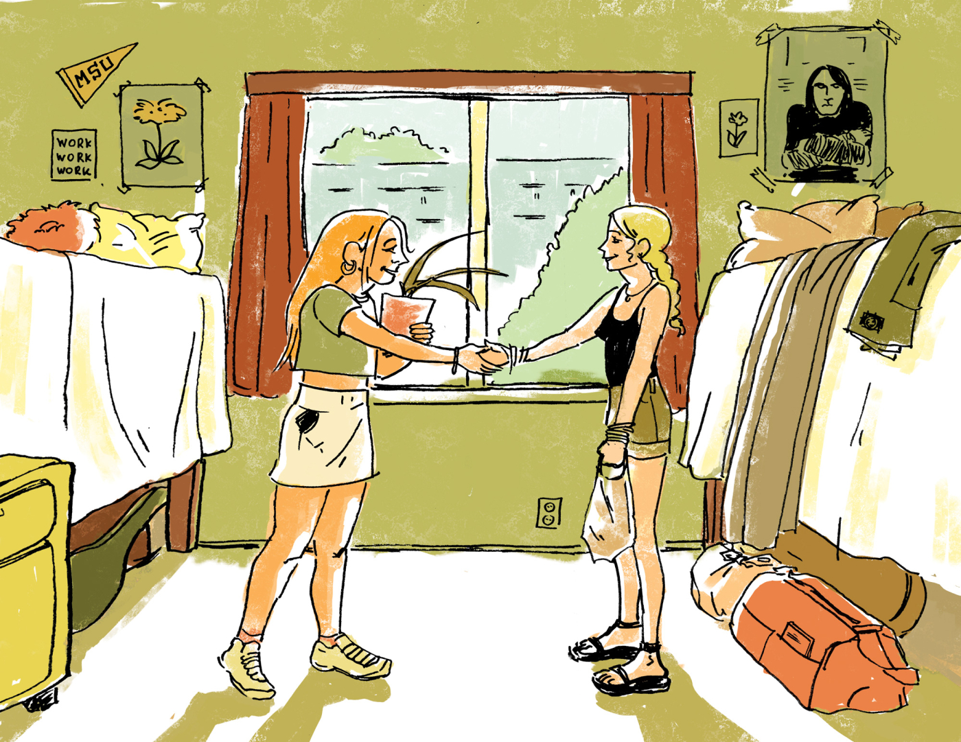 Illustration by Dorottya Faa :: Living with a Roommate