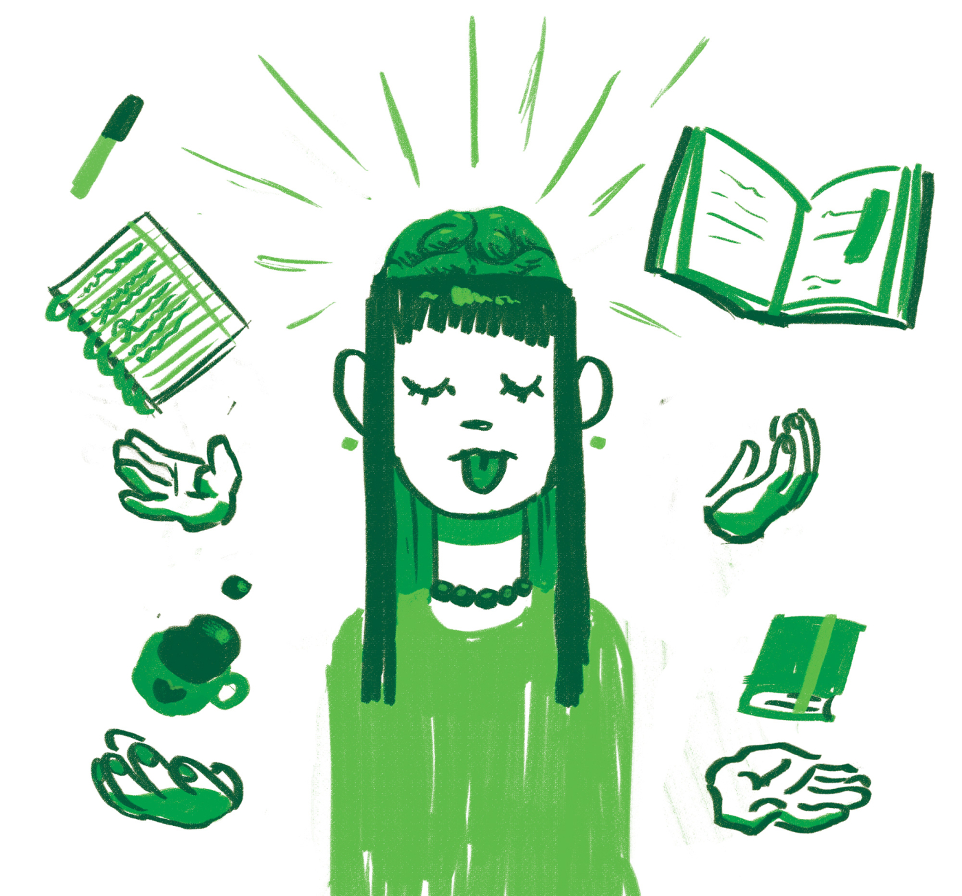 Illustration by Dorottya Faa :: Studying